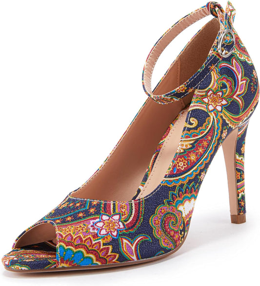 Women'S High Heels Platform Dress Ankle Strap Stilettos Open Toe Pump Heeled Sandals Multicoloured