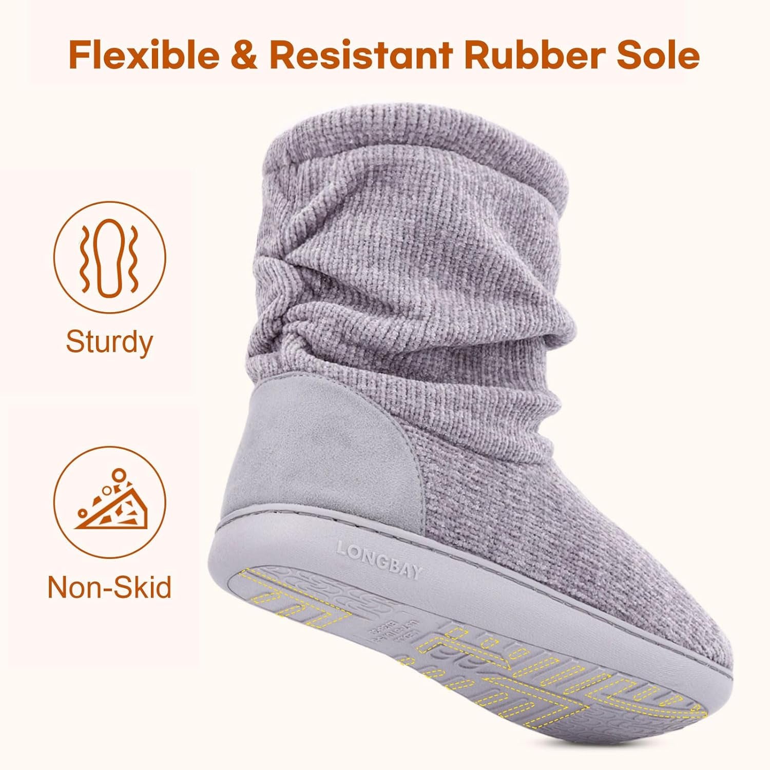 Women'S Chenille Knit Bootie Slippers Cute Warm Plush Fleece Memory Foam House Shoes