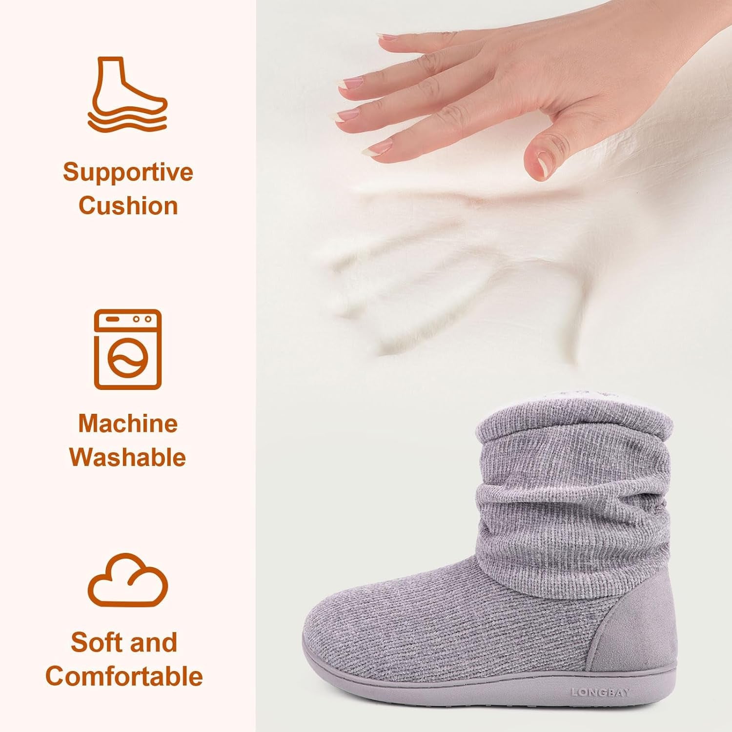 Women'S Chenille Knit Bootie Slippers Cute Warm Plush Fleece Memory Foam House Shoes