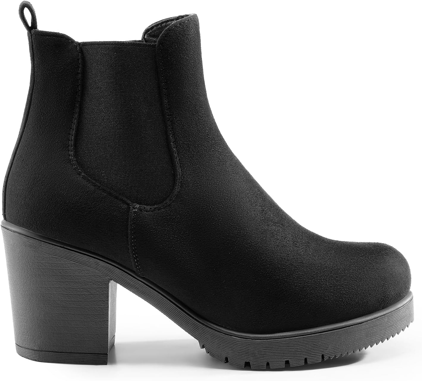 Women'S High Chunky Heel Chelsea Ankle Boots Slip on Elastic Fall Heeled Booties Shoes