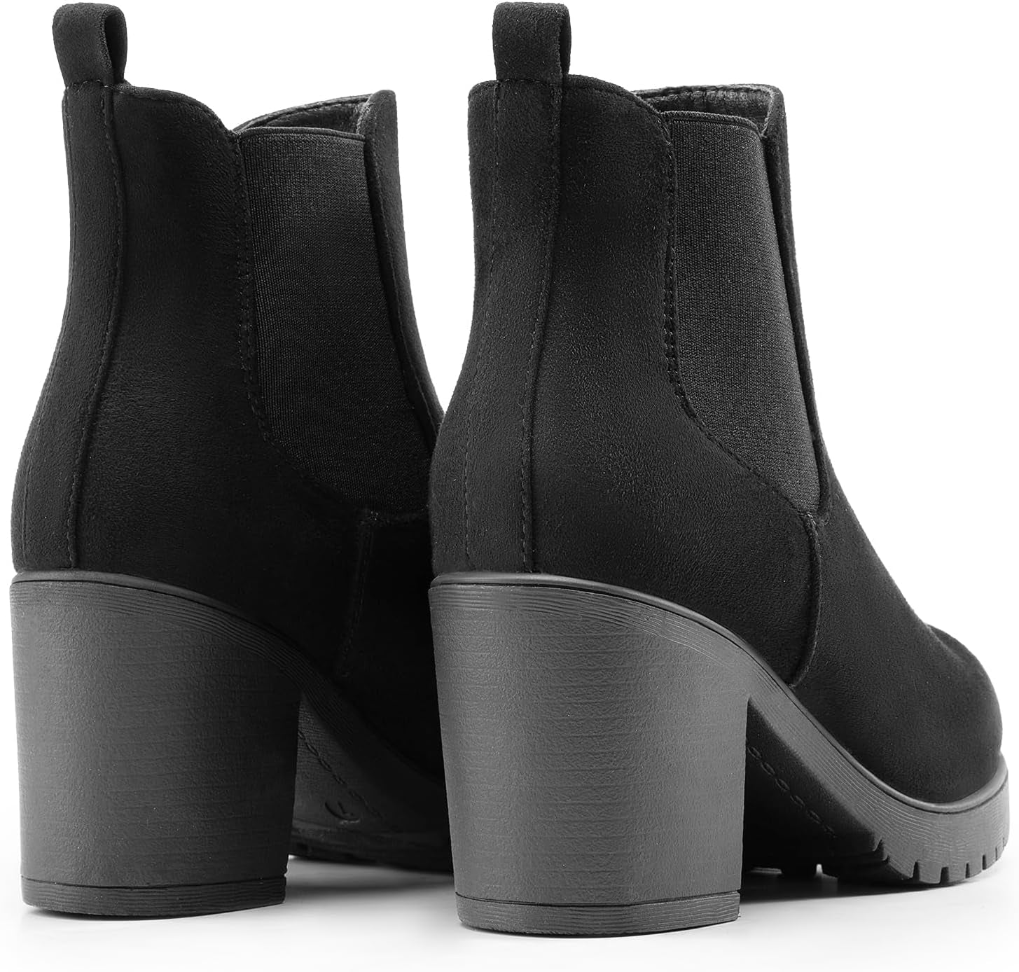 Women'S High Chunky Heel Chelsea Ankle Boots Slip on Elastic Fall Heeled Booties Shoes